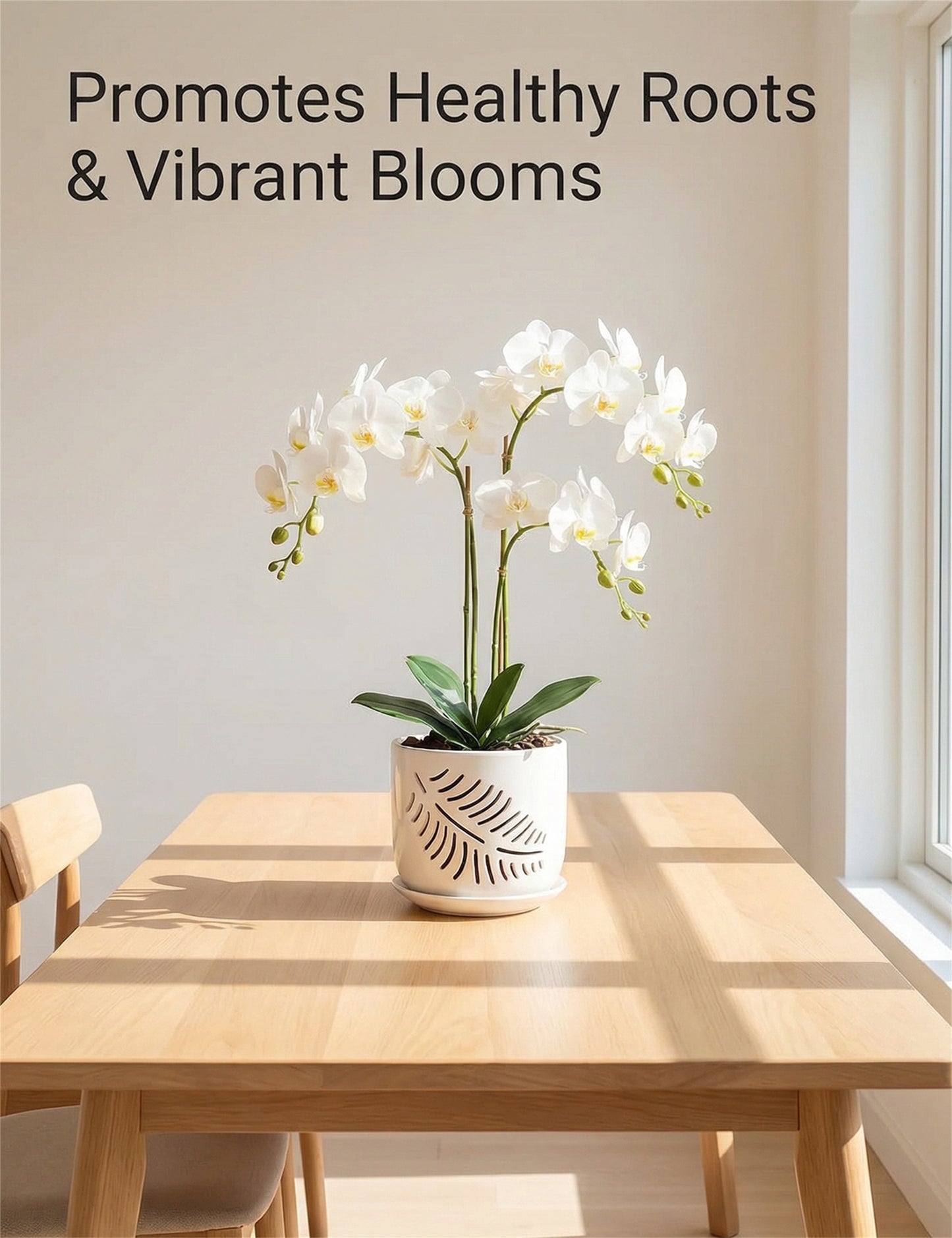 EFISPSS 5+6 Inch White Ceramic Orchid Pots with Drainage Holes & Tray | Promotes Air Circulation, Indoor Outdoor