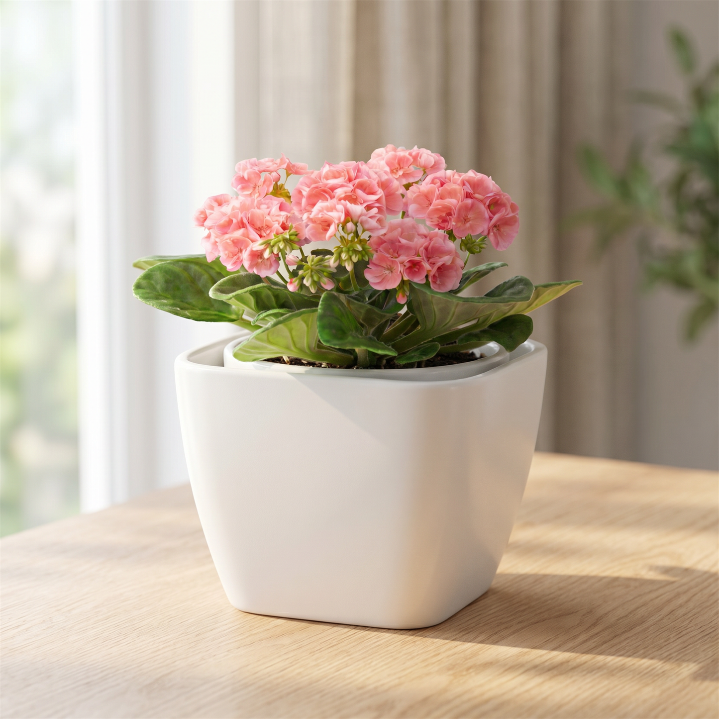 EFISPSS 6 Inch Square Ceramic Self-Watering Plant Pot | White Indoor Outdoor Decorative Flower Pot