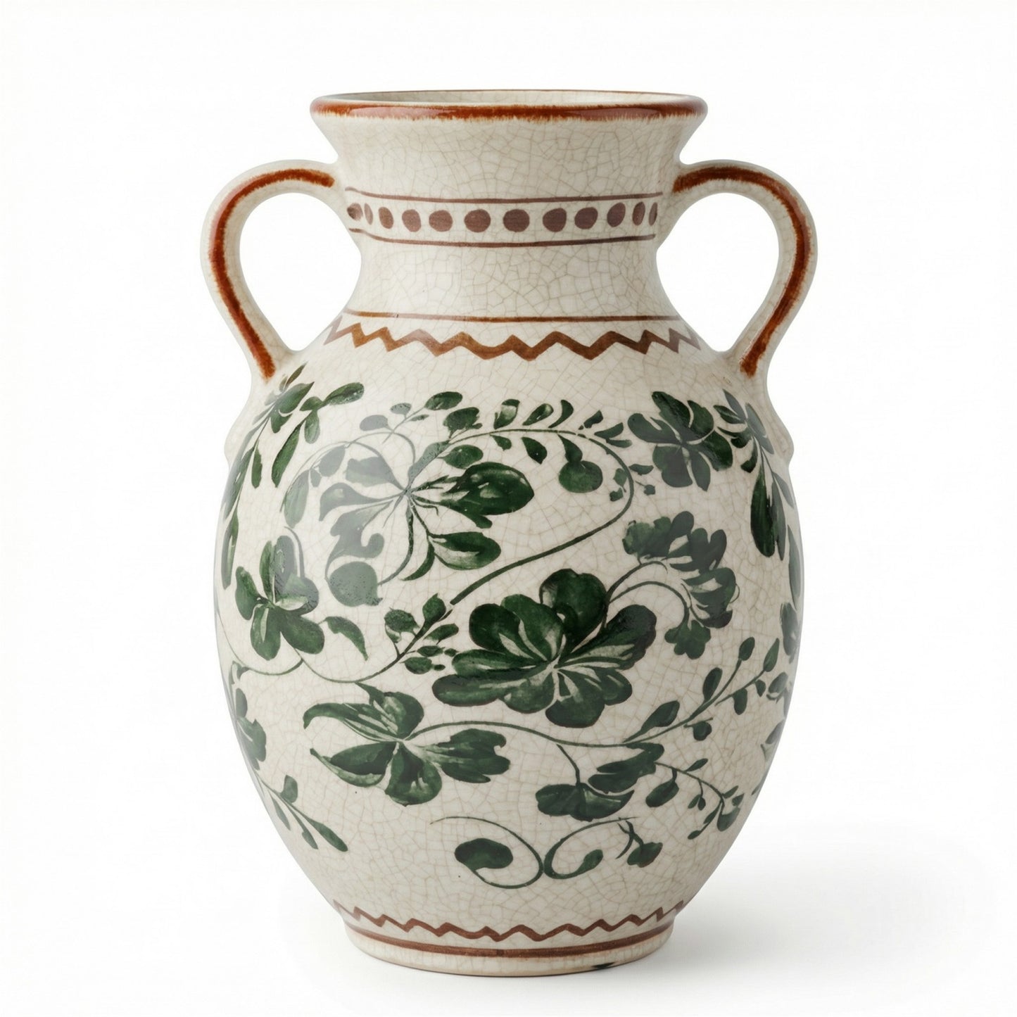 BUYMAX Sage Green Decorative Vase, Vintage Handle Vase for Pampas Grass, Ceramic Table Vase Centerpiece