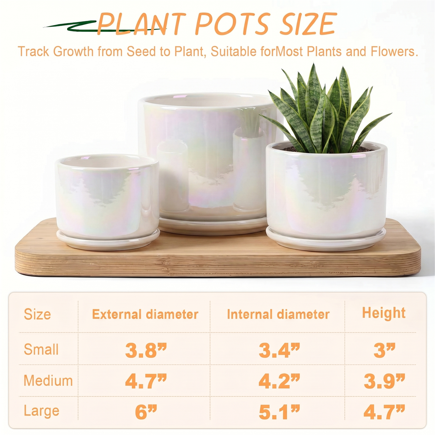 BUYMAX Plant Pots, 4+5+6 Inch Pots for Indoor Plants,Ceramic Planter Pot with Drainage Hole,Flower Pots for Succulent Cactus,Set of 3 - Rainbow Pearl Glaze