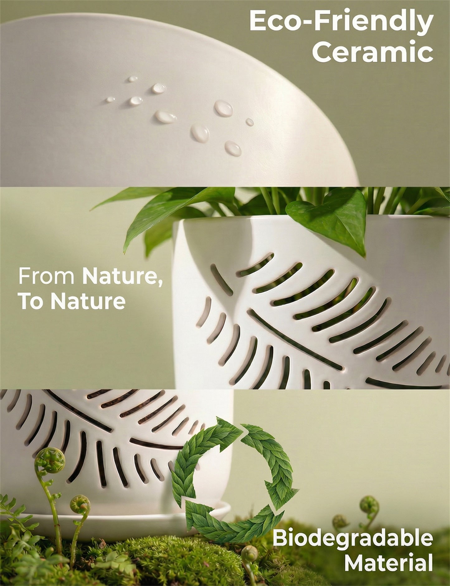 EFISPSS 5+6 Inch White Ceramic Orchid Pots with Drainage Holes & Tray | Promotes Air Circulation, Indoor Outdoor