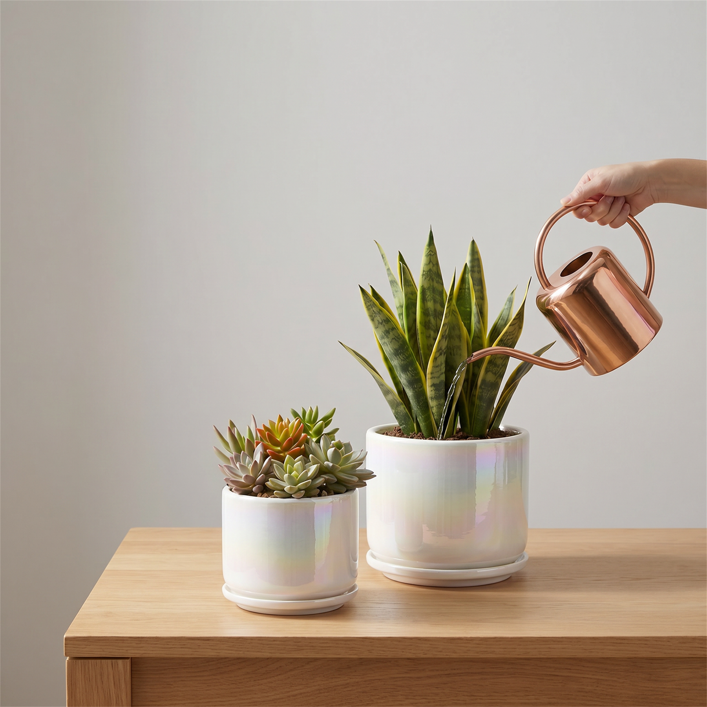 BUYMAX Plant Pots, 4+5+6 Inch Pots for Indoor Plants,Ceramic Planter Pot with Drainage Hole,Flower Pots for Succulent Cactus,Set of 3 - Rainbow Pearl Glaze