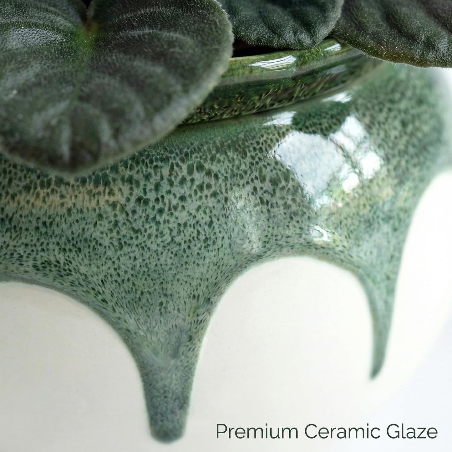 EFISPSS 6 Inch Ceramic Self-Watering African Violet Pot | Kiln Glazed Green & White